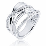 Four-Row Crossover Diamond Ring in 18ct White Gold at LeGassick.