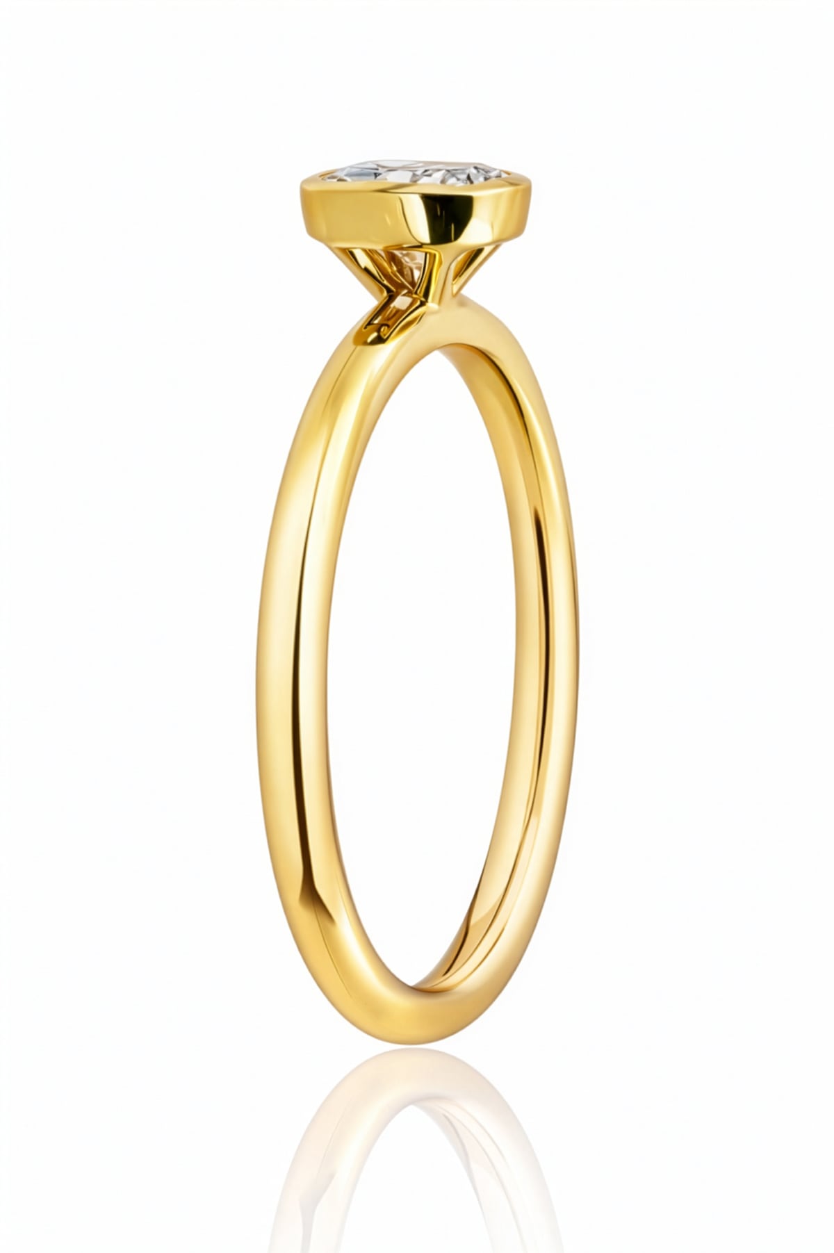 Bezel Set Cushion Cut Diamond Ring set in 18ct Yellow Gold at LeGassick.