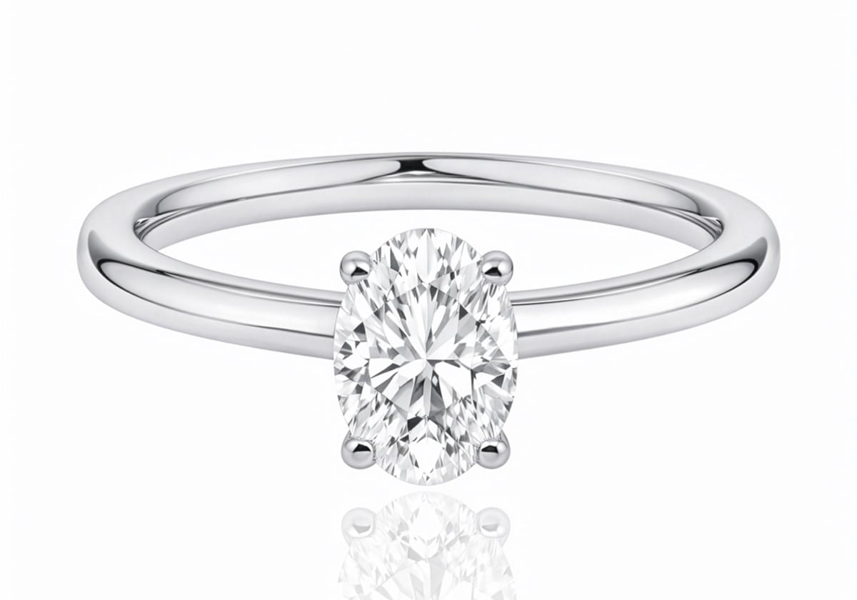 0.8ct Oval Diamond Solitaire Ring set in 18ct White Gold at LeGassick.