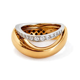 Italian Yellow Gold Two-Tone Diamond Split Ring