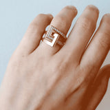 Italian Interlocking Diamond Ring in 18ct Yellow Gold