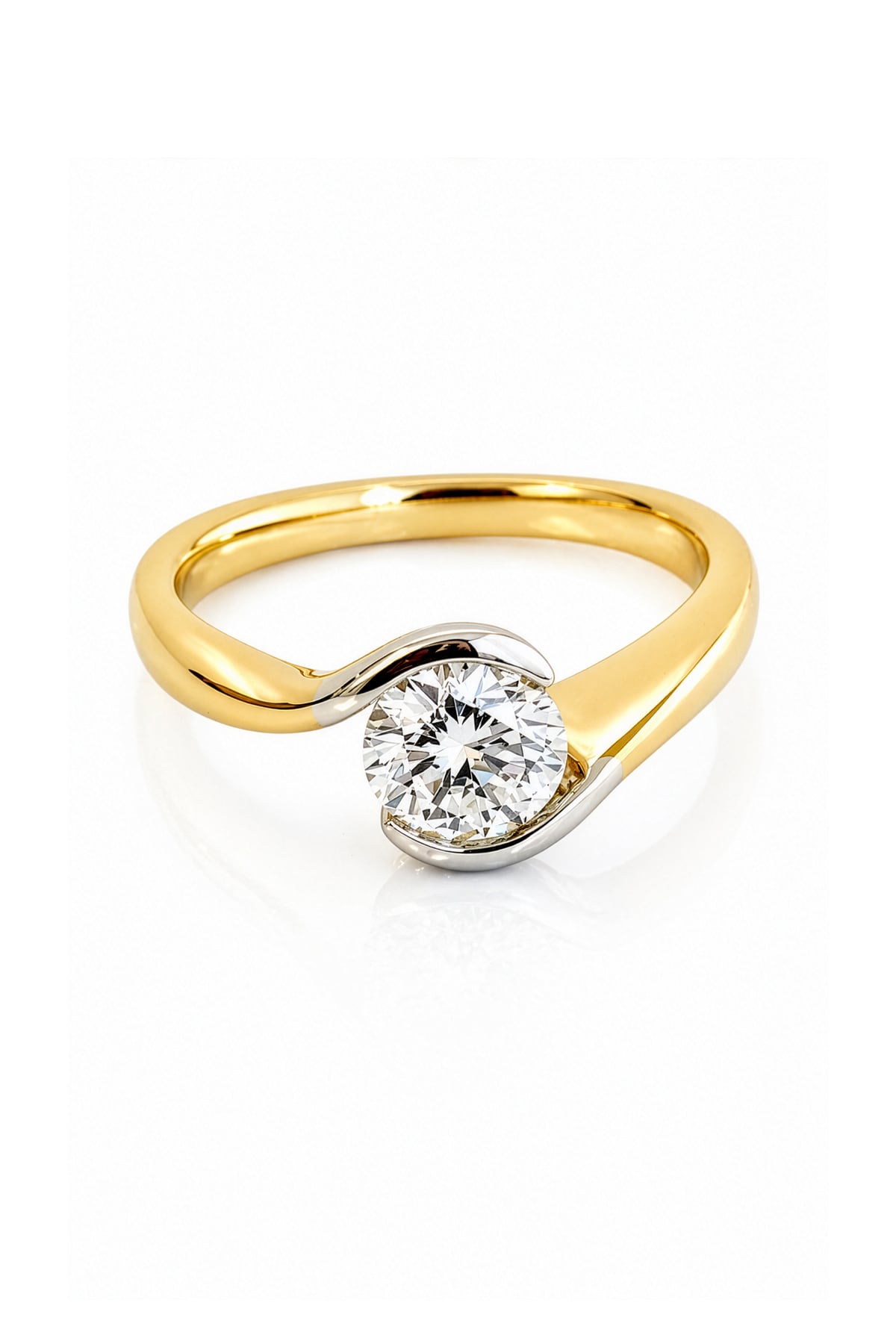Wrap Style Diamond Ring in 18ct Yellow & White Gold on a white background