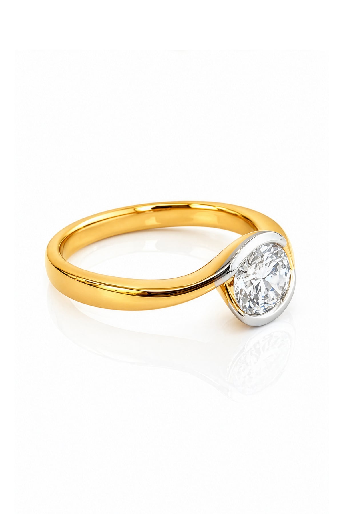 Wrap Style Diamond Ring in 18ct Yellow & White Gold on a white background