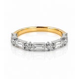 Baguette & Round Diamond Alternating Ring in 18ct Yellow & White Gold