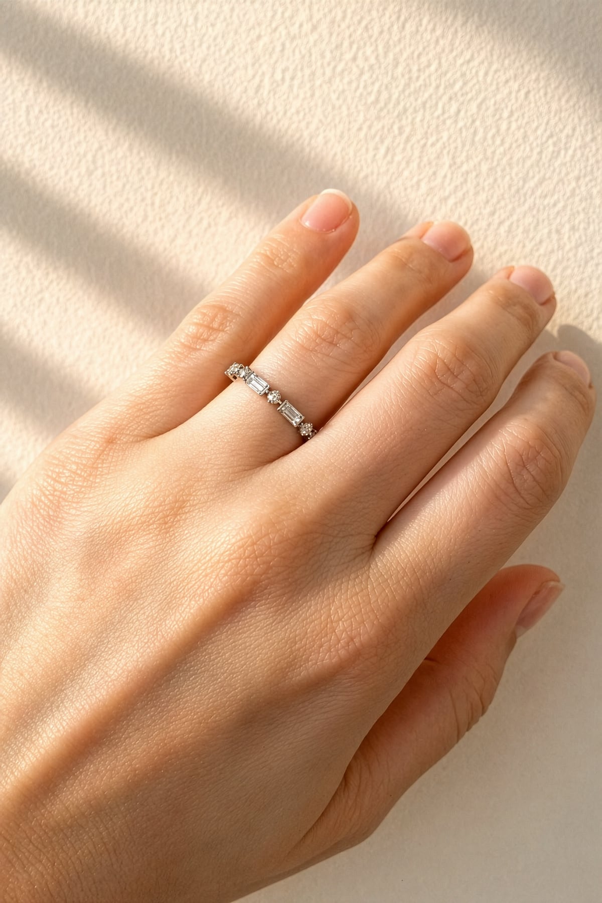 Baguette & Round Diamond Alternating Ring in 18ct Yellow & White Gold