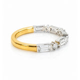 Baguette & Round Diamond Alternating Ring in 18ct Yellow & White Gold
