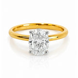 Oval Diamond Solitaire Ring with Four Claw Setting in 18ct White & Yellow Gold