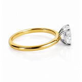 Oval Diamond Solitaire Ring with Four Claw Setting in 18ct White & Yellow Gold