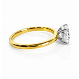 Long Cushion Cut Diamond Solitaire Ring in 18ct White & Yellow Gold