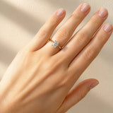 Long Cushion Cut Diamond Solitaire Ring in 18ct White & Yellow Gold