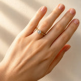 Diamond Ring with Scalloped Diamond Band in 18ct Yellow & White Gold