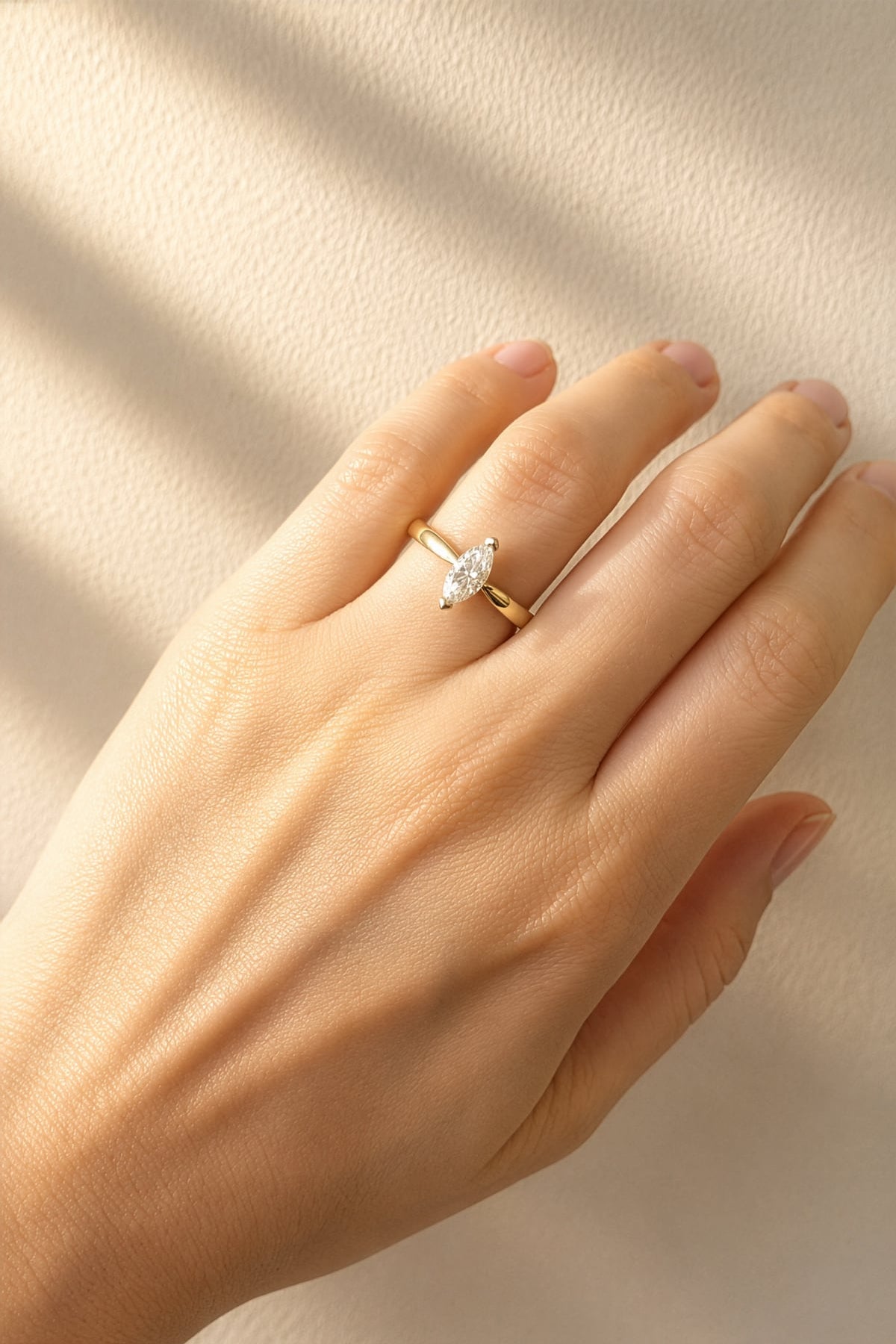 Marquise Diamond Solitaire Ring in 18ct Yellow & White Gold