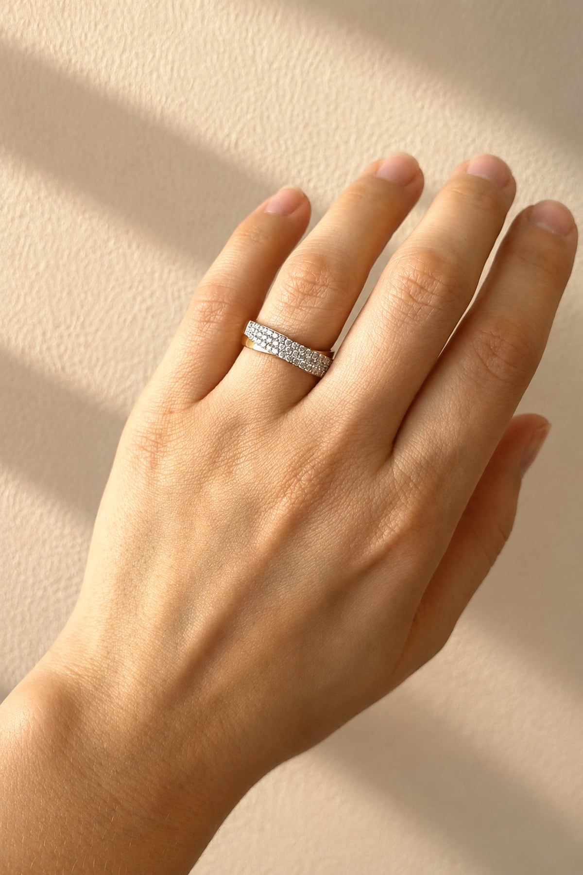 Diamond Crossover Ring set in 18ct Yellow & White Gold