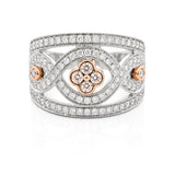 Vintage Inspired Argyle Pink Diamond Dress Ring in White and Rose Gold