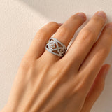 Vintage Inspired Argyle Pink Diamond Dress Ring in White and Rose Gold
