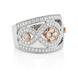 Vintage Inspired Argyle Pink Diamond Dress Ring in White and Rose Gold