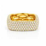 Modern Curved Square Diamond Pave Dress Ring in 18ct Yellow Gold