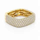 Modern Curved Square Diamond Pave Dress Ring in 18ct Yellow Gold