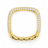Modern Curved Square Diamond Pave Dress Ring in 18ct Yellow Gold