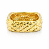 Modern Curved Square Diamond Pave Dress Ring in 18ct Yellow Gold