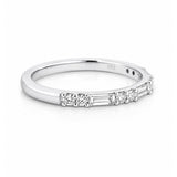 Round Brilliant Cut & Baguette Cut Diamond Set White Gold Band