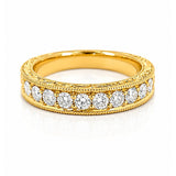 Diamond Band with Milgrain & Filigree Detail in 18ct Yellow Gold