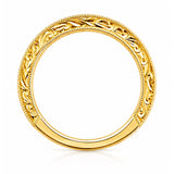 Diamond Band with Milgrain & Filigree Detail in 18ct Yellow Gold