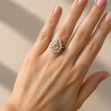 Pear Cut Fancy Yellow, Pink & White Diamond Ring in 18ct Gold