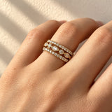 Marquise & Round Brilliant Cut Diamond Three Row Dress Ring in Yellow Gold