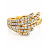 Round Brilliant Cut Diamond Feather Wrap Dress Ring in Yellow Gold