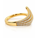 Round Brilliant Cut Diamond Feather Wrap Dress Ring in Yellow Gold
