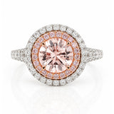 Rose Pink Morganite & Pink Diamond Dress Ring in 18ct White & Rose Gold