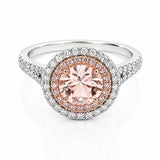 Rose Pink Morganite & Pink Diamond Dress Ring in 18ct White & Rose Gold