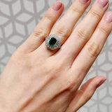 White and Yellow Gold 0.93ct Emerald with Diamond Set Ring