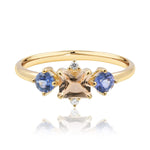 Morganite, Blue Sapphire & Diamond Dress Ring in 9ct Yellow Gold from LeGassick.