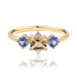 Morganite, Blue Sapphire & Diamond Dress Ring in 9ct Yellow Gold from LeGassick.