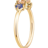 Morganite, Blue Sapphire & Diamond Dress Ring in 9ct Yellow Gold from LeGassick.