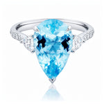 Pear Aquamarine & Diamond Ring set in 18ct White Gold at LeGassick.