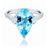 Pear Aquamarine & Diamond Ring set in 18ct White Gold at LeGassick.
