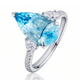 Pear Aquamarine & Diamond Ring set in 18ct White Gold at LeGassick.