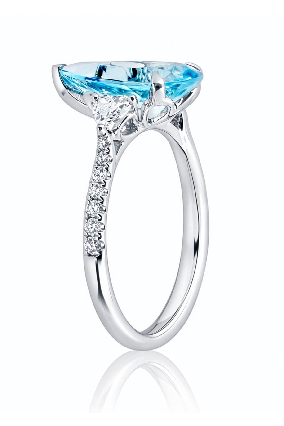 Pear Aquamarine & Diamond Ring set in 18ct White Gold at LeGassick.