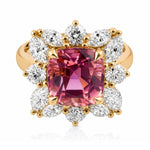 Pink Tourmaline & Diamond Statement Ring in 18ct Rose Gold