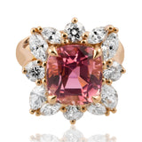Pink Tourmaline & Diamond Statement Ring in 18ct Rose Gold