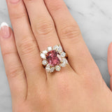 Pink Tourmaline & Diamond Statement Ring in 18ct Rose Gold