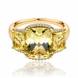 Lemon Quartz & Diamond Dress Ring set in 9ct Yellow Gold