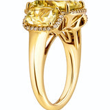 Lemon Quartz & Diamond Dress Ring set in 9ct Yellow Gold