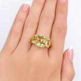Lemon Quartz & Diamond Dress Ring set in 9ct Yellow Gold