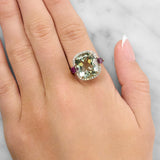 Mint Quartz, Rhodolite Garnet & Diamond Dress Ring set in Yellow Gold