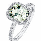 Green Mint Tourmaline & Diamond Ring set in 18ct White Gold
