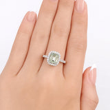 Green Mint Tourmaline & Diamond Ring set in 18ct White Gold